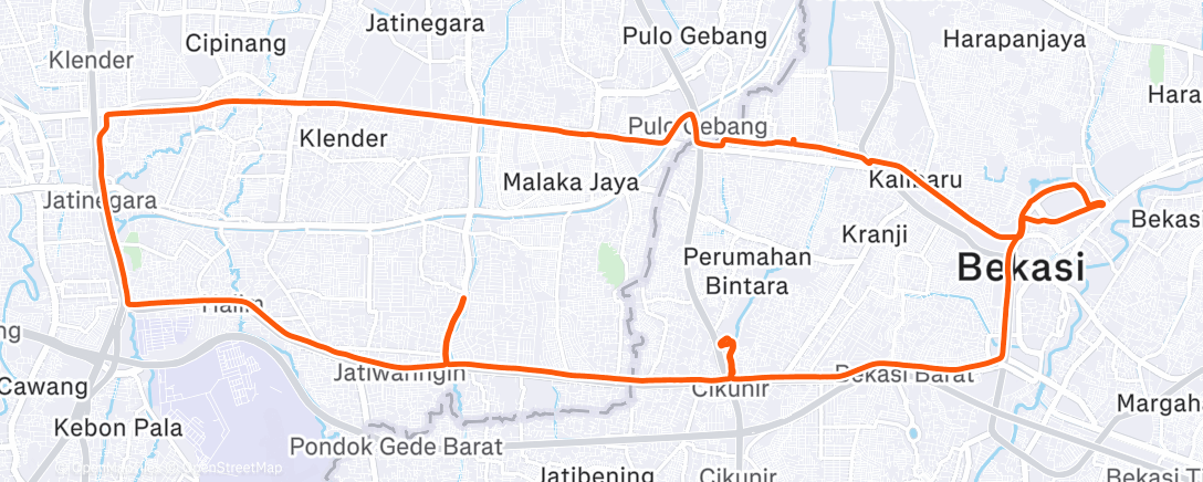 Map of the activity, Evening Ride
