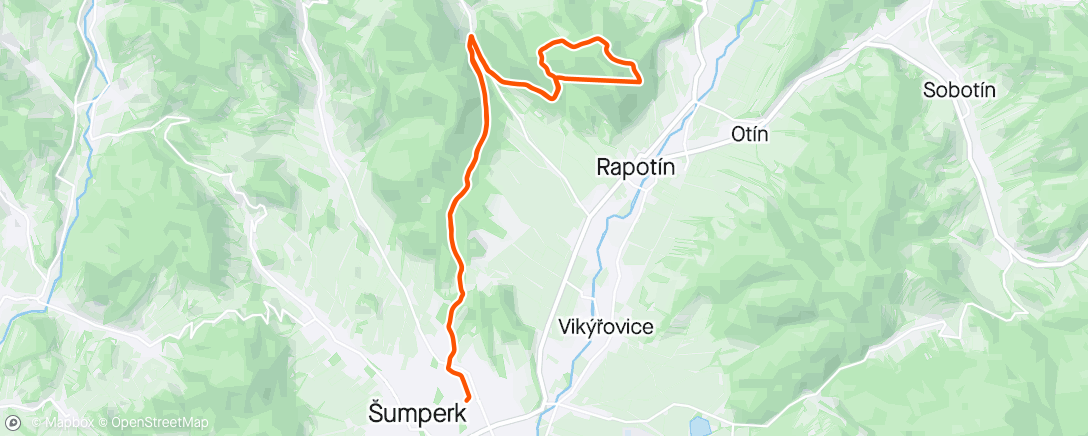 Mapa da atividade, Evening Mountain Bike Ride