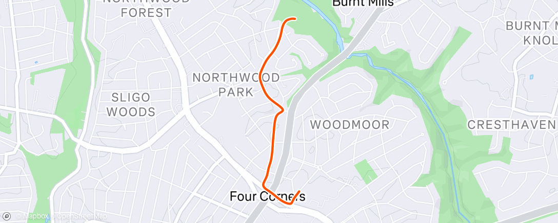 Map of the activity, Afternoon Run