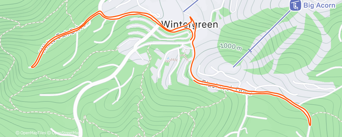 Map of the activity, Up a mountain, down a mountain with 🐕