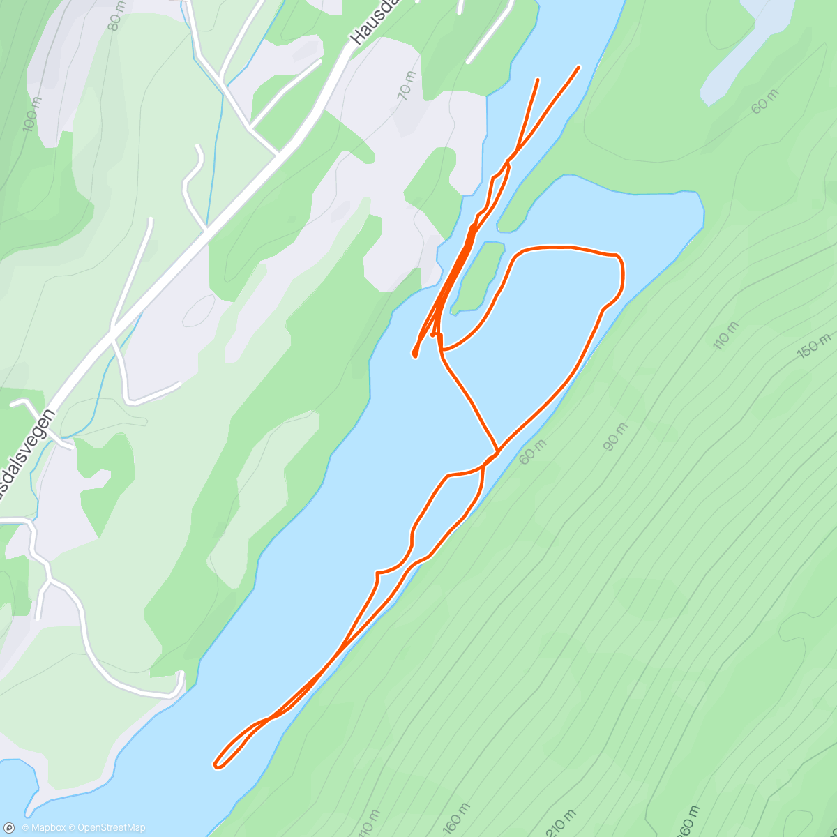 Map of the activity, Evening kayak