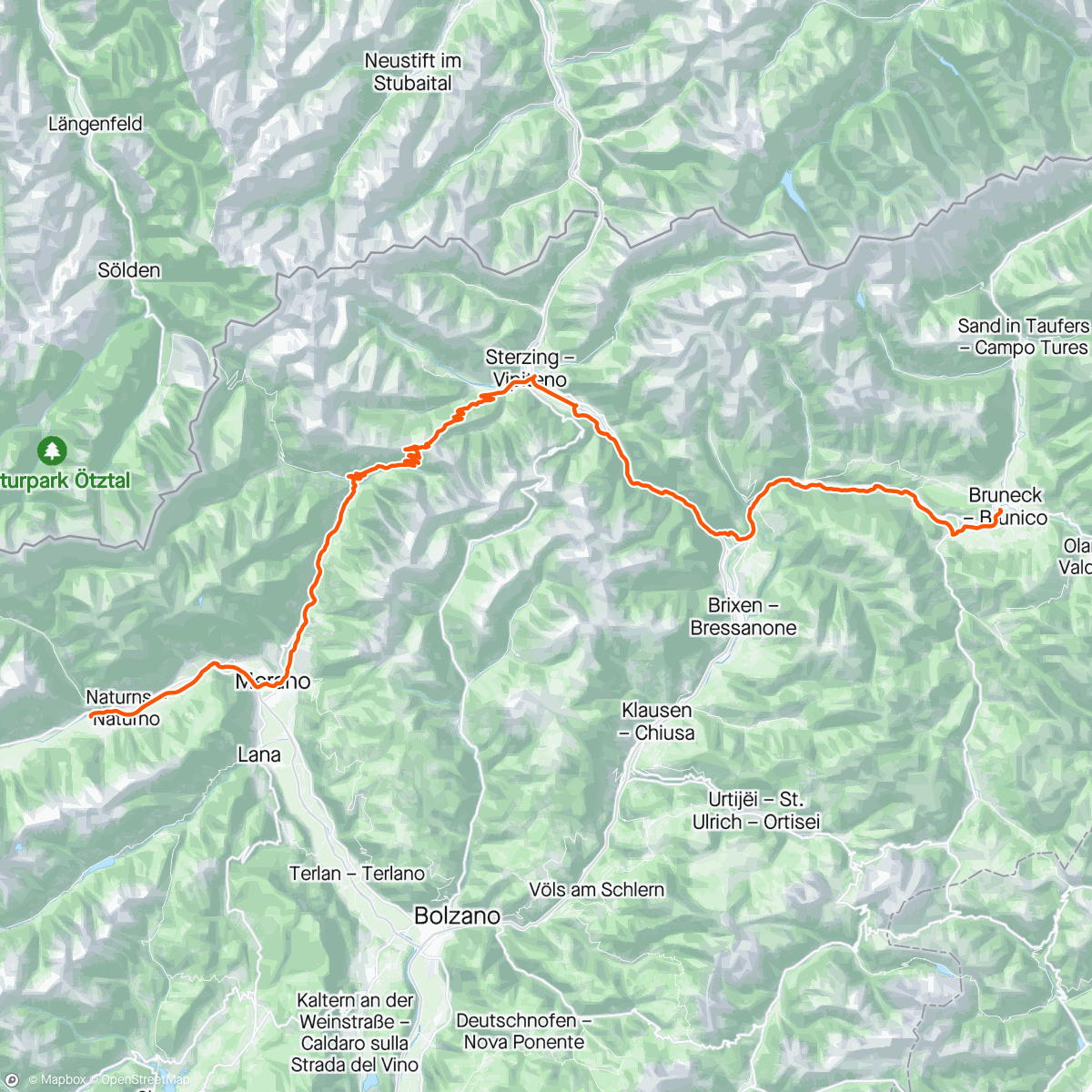 Map of the activity, Tag 4: Naturns - Jaufenpass - Bruneck
