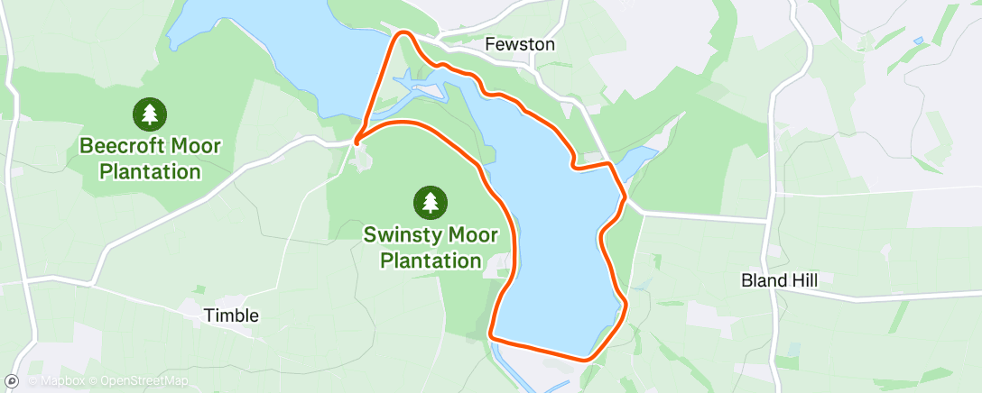 Map of the activity, Swinsty Reservoir Loop Punk Panther Unique
