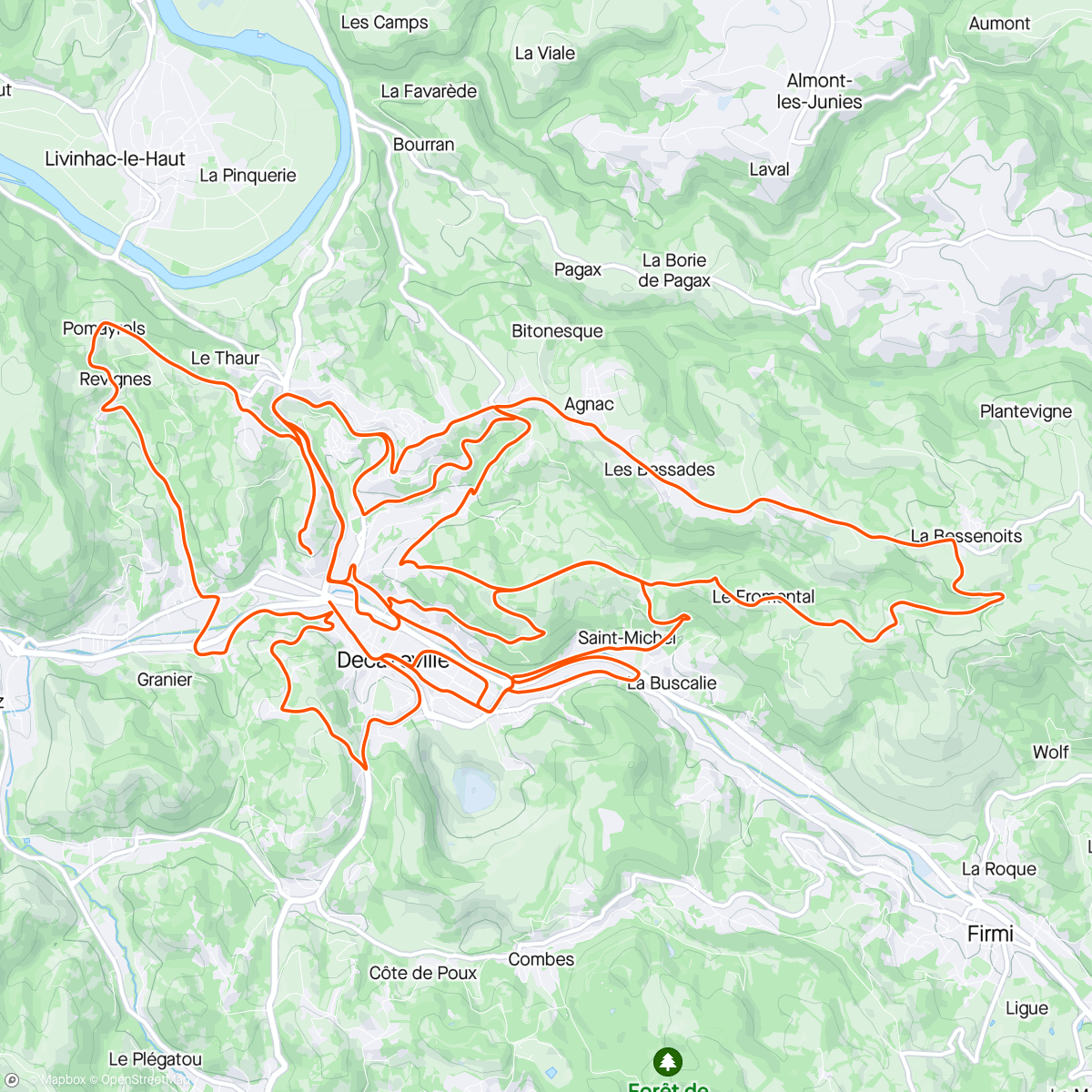Map of the activity, Sortie Gravel à DECAZEVILLE