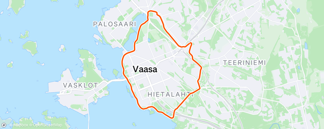 Map of the activity, Perjantai Aamulenkkiryhmä Run