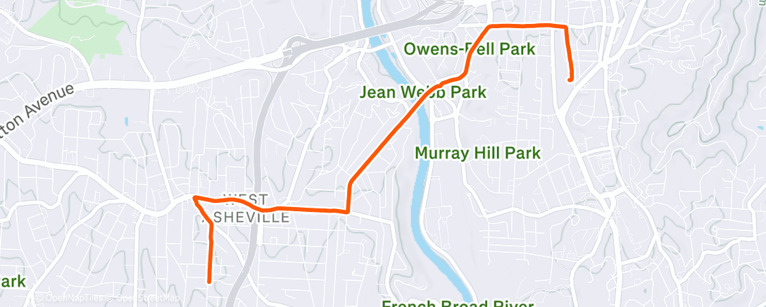 Map of the activity, Evening Run
