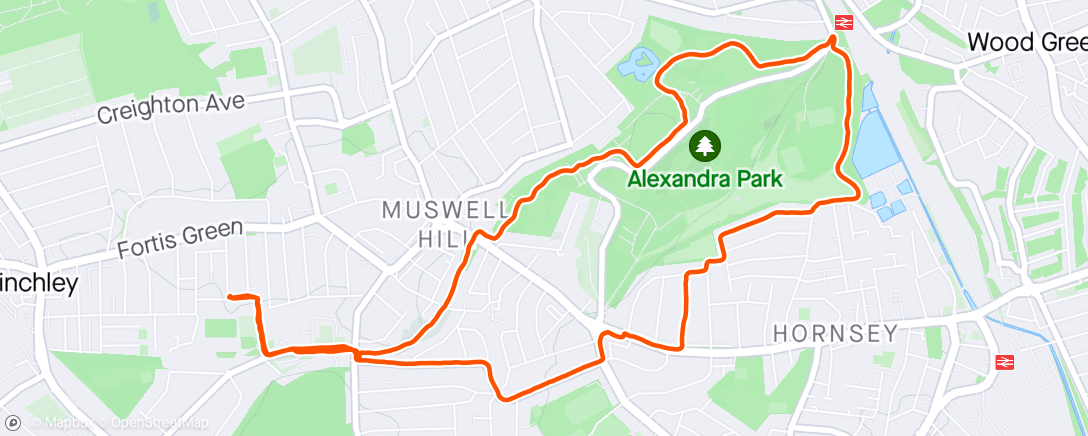 Map of the activity, Parkland Walk and Ally Pally