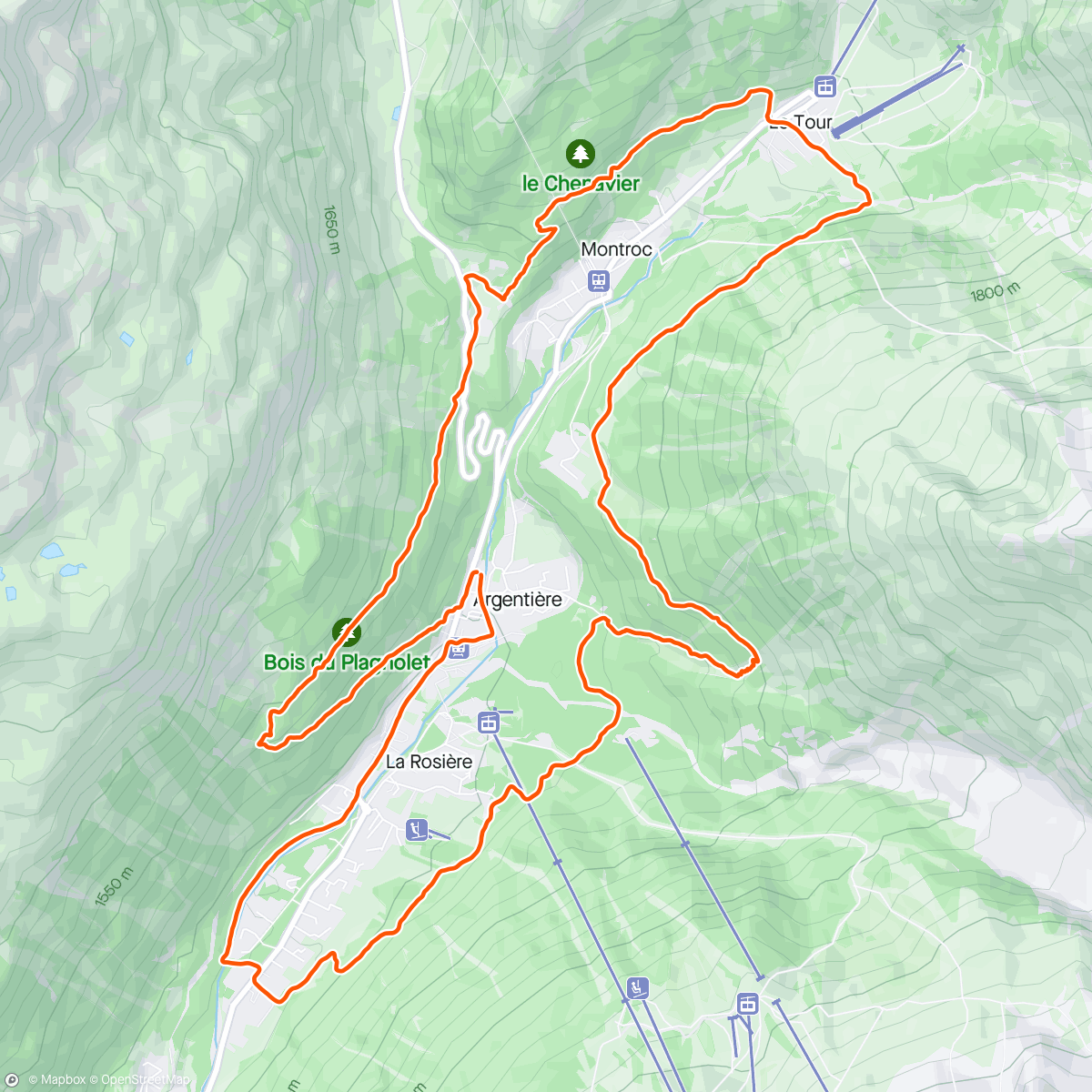 Map of the activity, Cueillette autour d’Argentiere