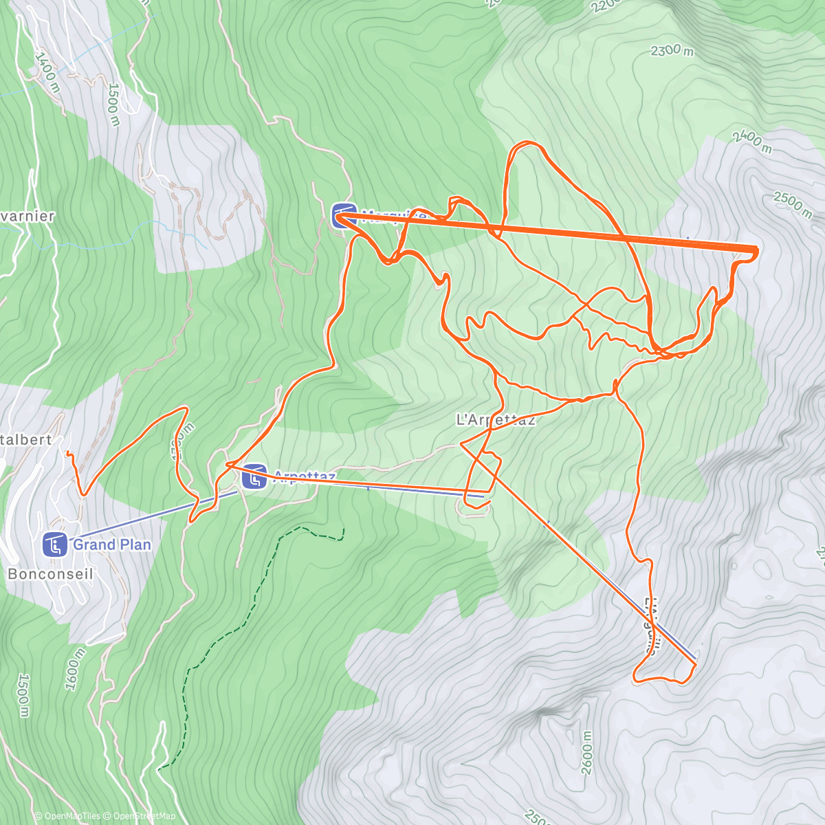 Карта физической активности (Ski alpin le midi)