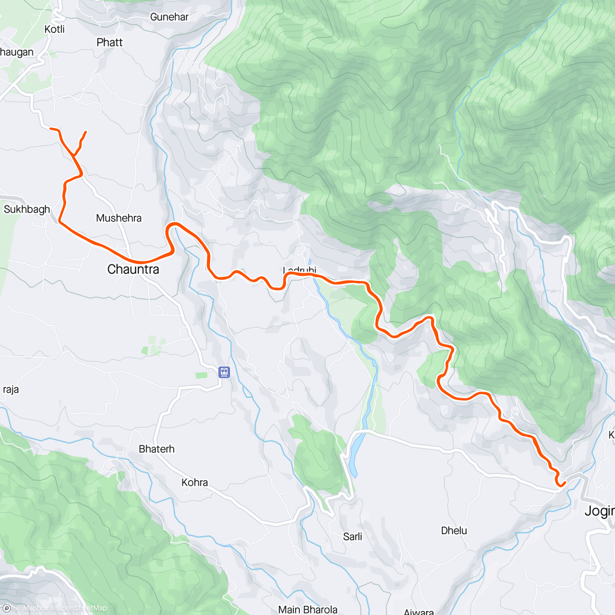 Map of the activity, Morning Ride to Jogindernagar