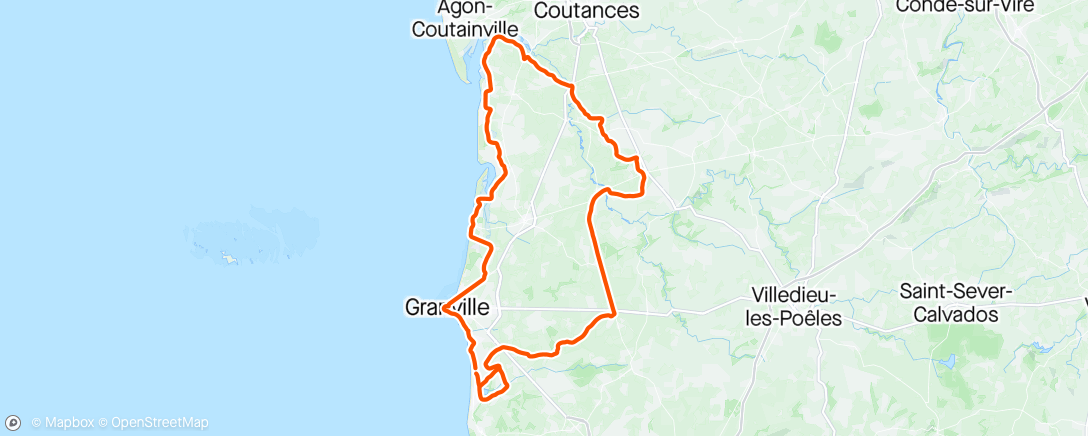 Map of the activity, Sortie club Granville à 14 pendant 23kms puis à 4 et 3 et seul sur les 15 derniers kms. Bonnes jambes en musculaire.