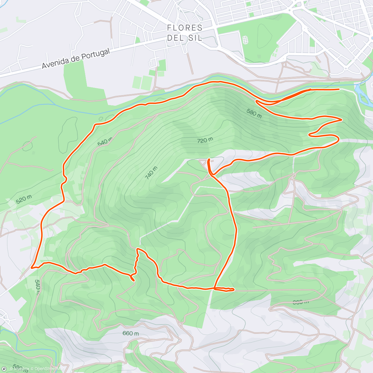 Map of the activity, Carrera de montaña por la tarde caloret 🔥