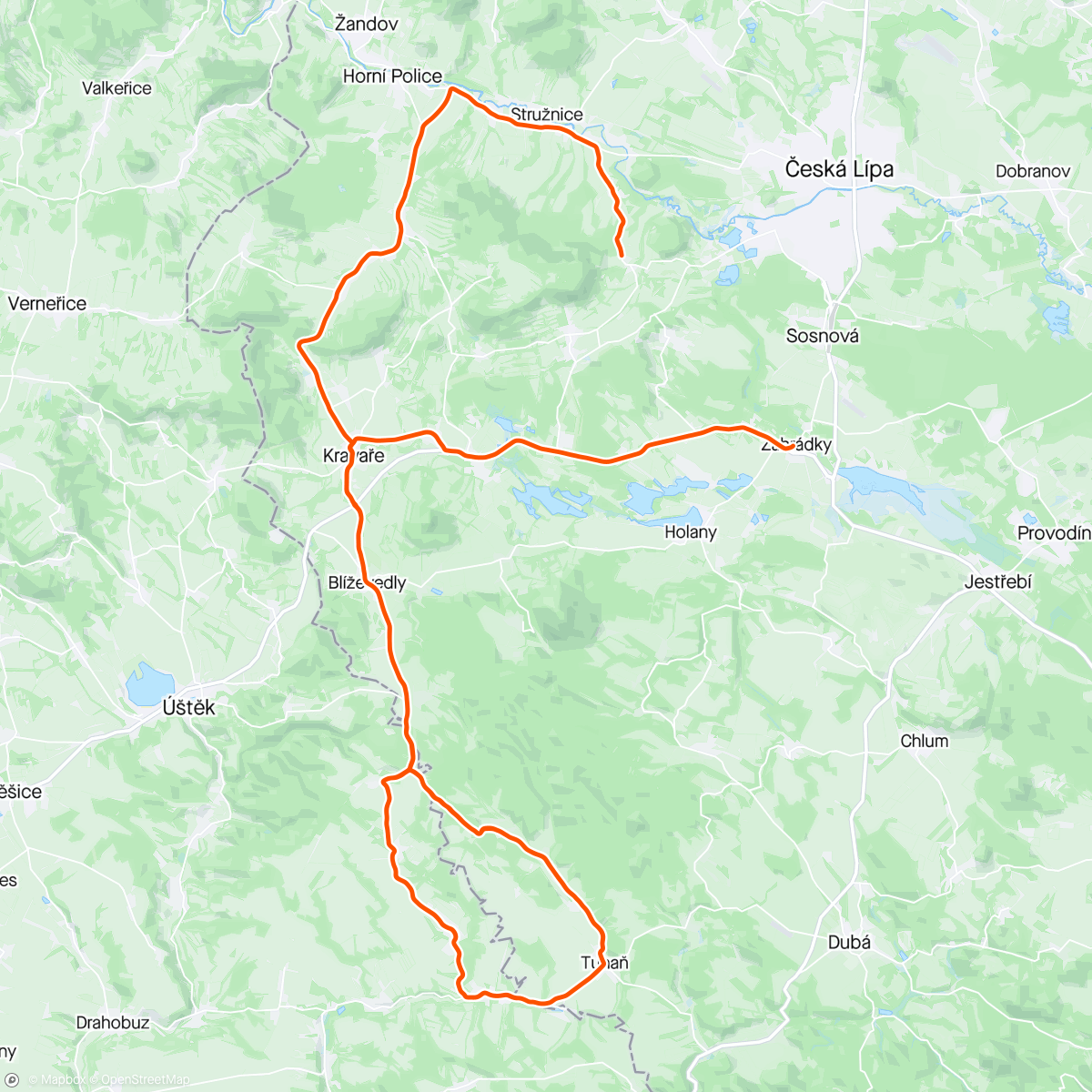 Map of the activity, Maraton Česká Lípa