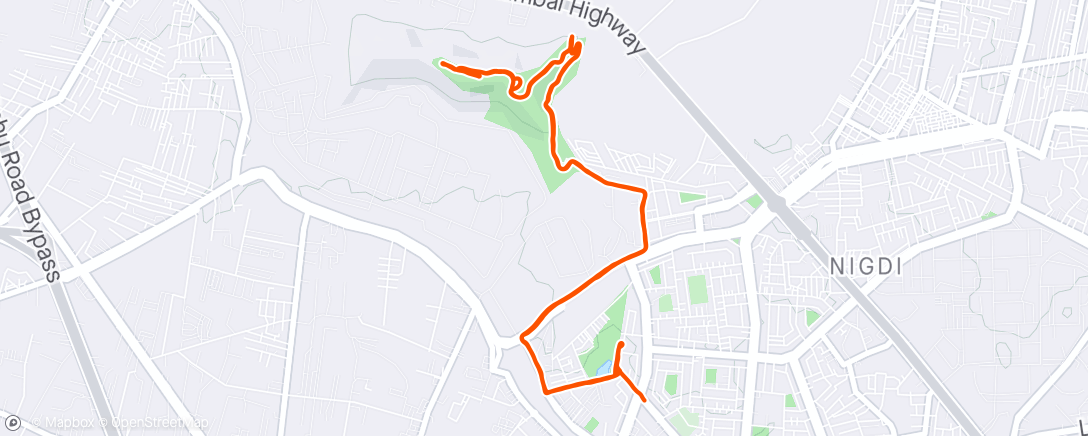Map of the activity, Durga Tekdi Hill Morning Run
