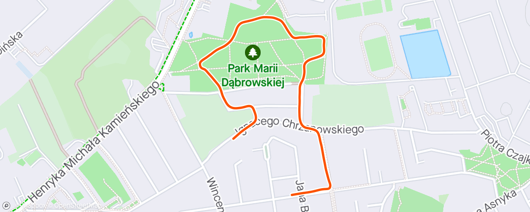 Map of the activity, Tuesday Night Run