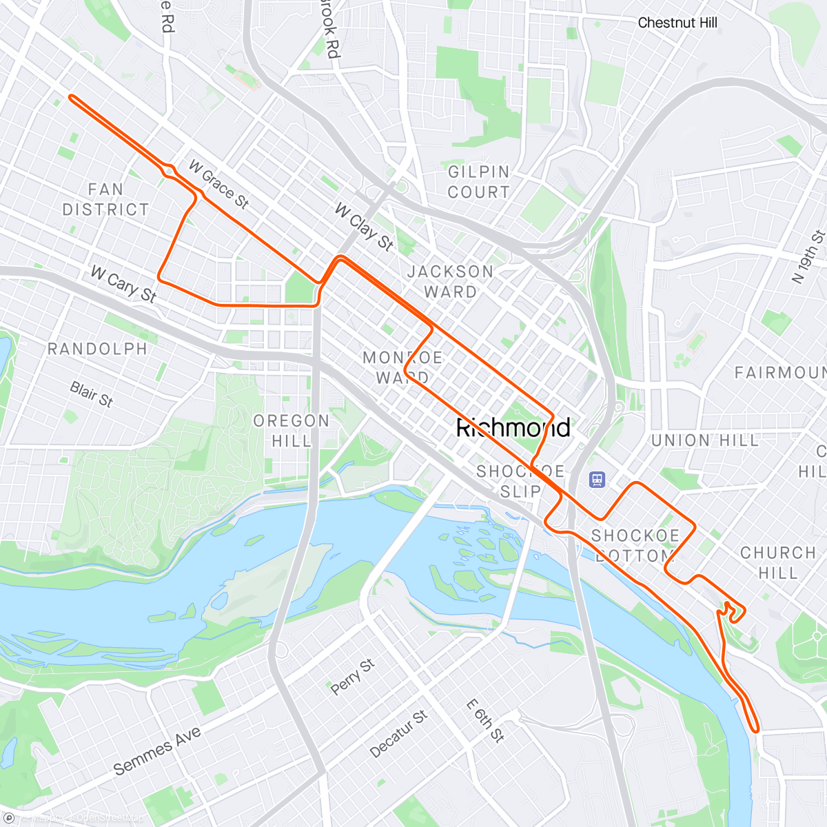 Karte der Aktivität „Zwift - 05. Endurance Ascent in Richmond”