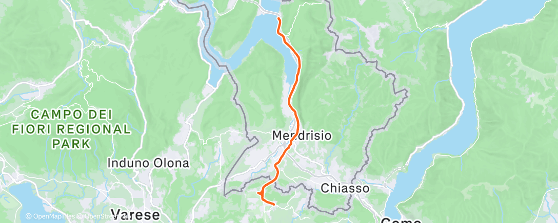 Map of the activity, Pedalata pomeridiana
