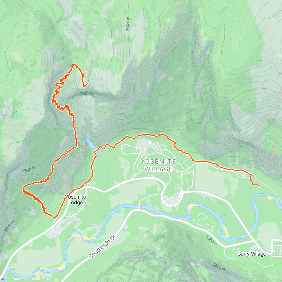 Map of the activity, Yosemite Falls - Wrecked