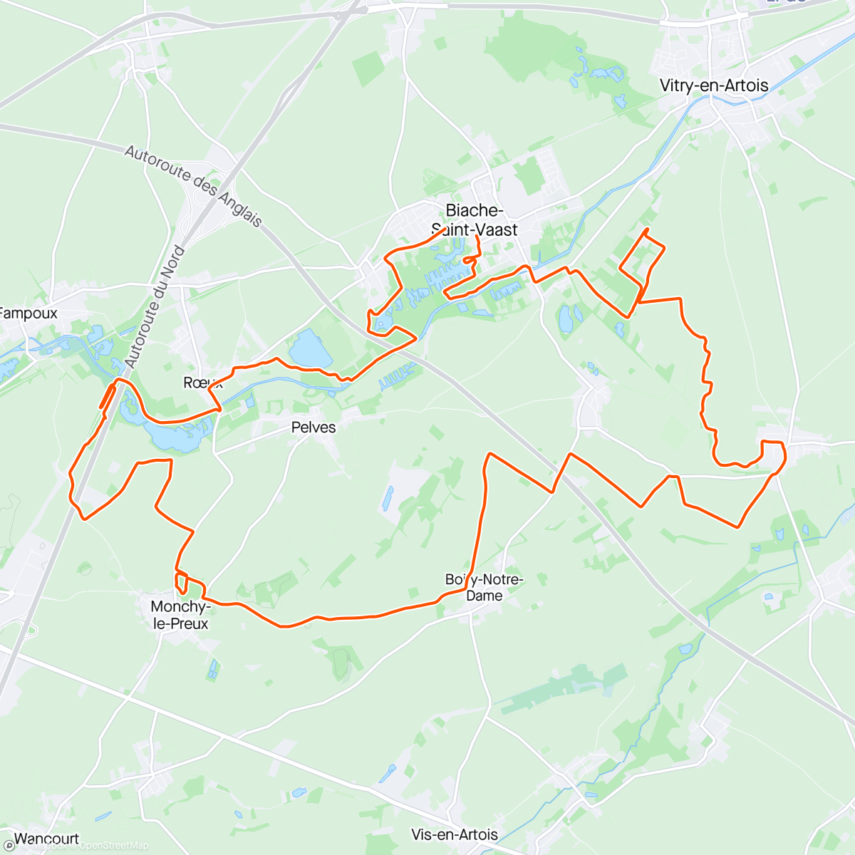 Map of the activity, La rando vtt à Biache-Saint-Vaast
