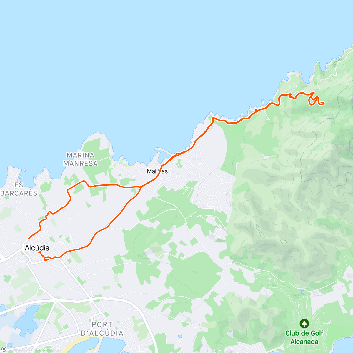Map of the activity, Mallorca without a bike, day 5. ☀️🌤️⛅️