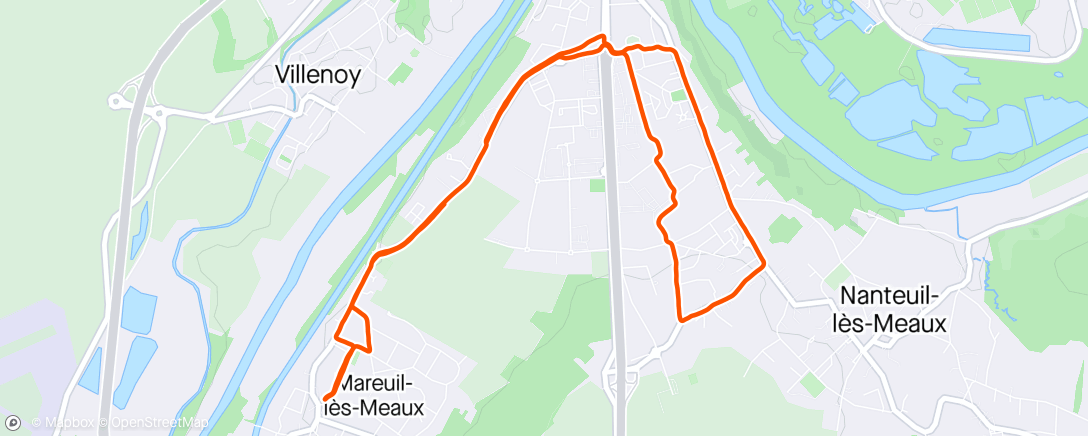 Map of the activity, Footing MareuilRun👌