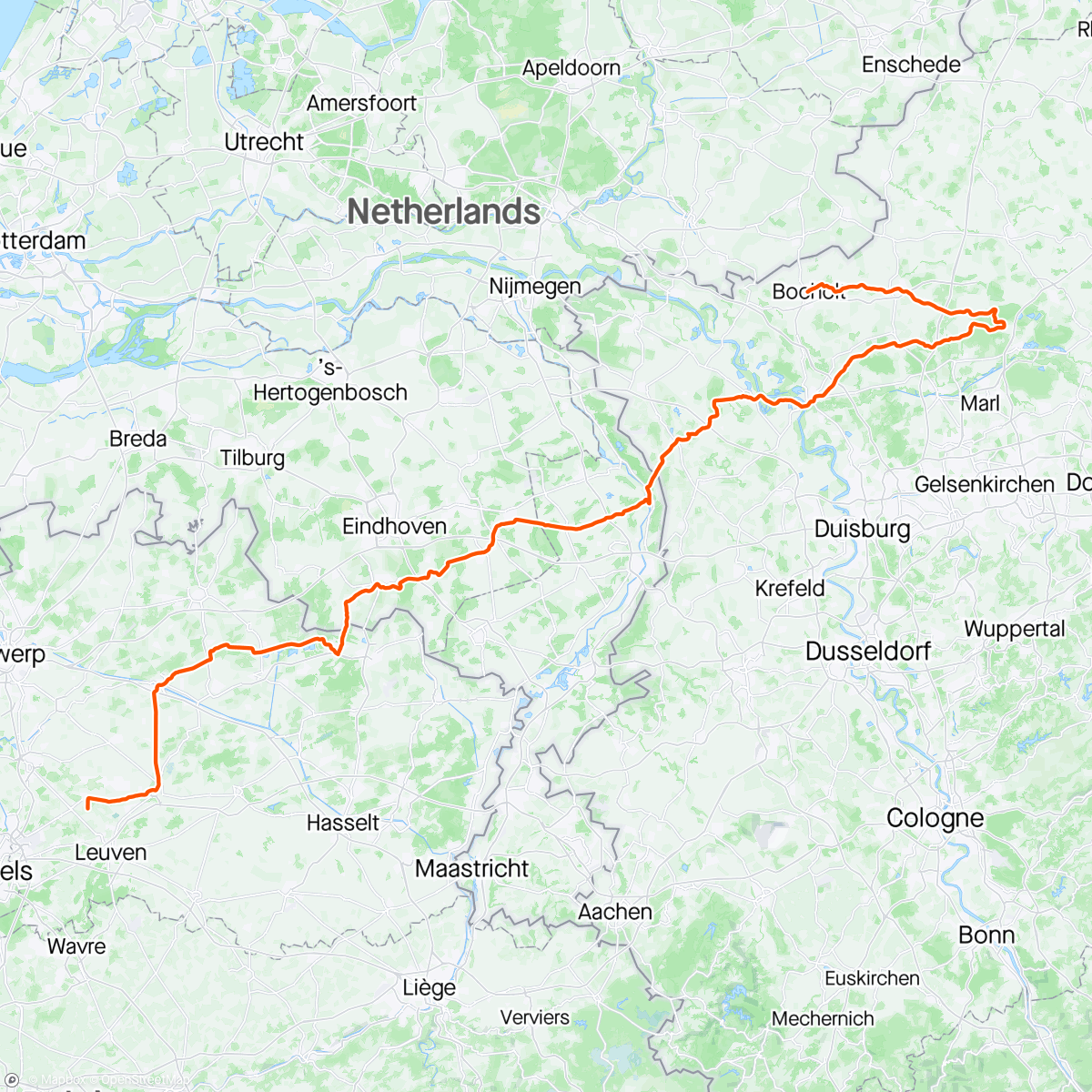 Map of the activity, Bikepacking Niederlande Day 2