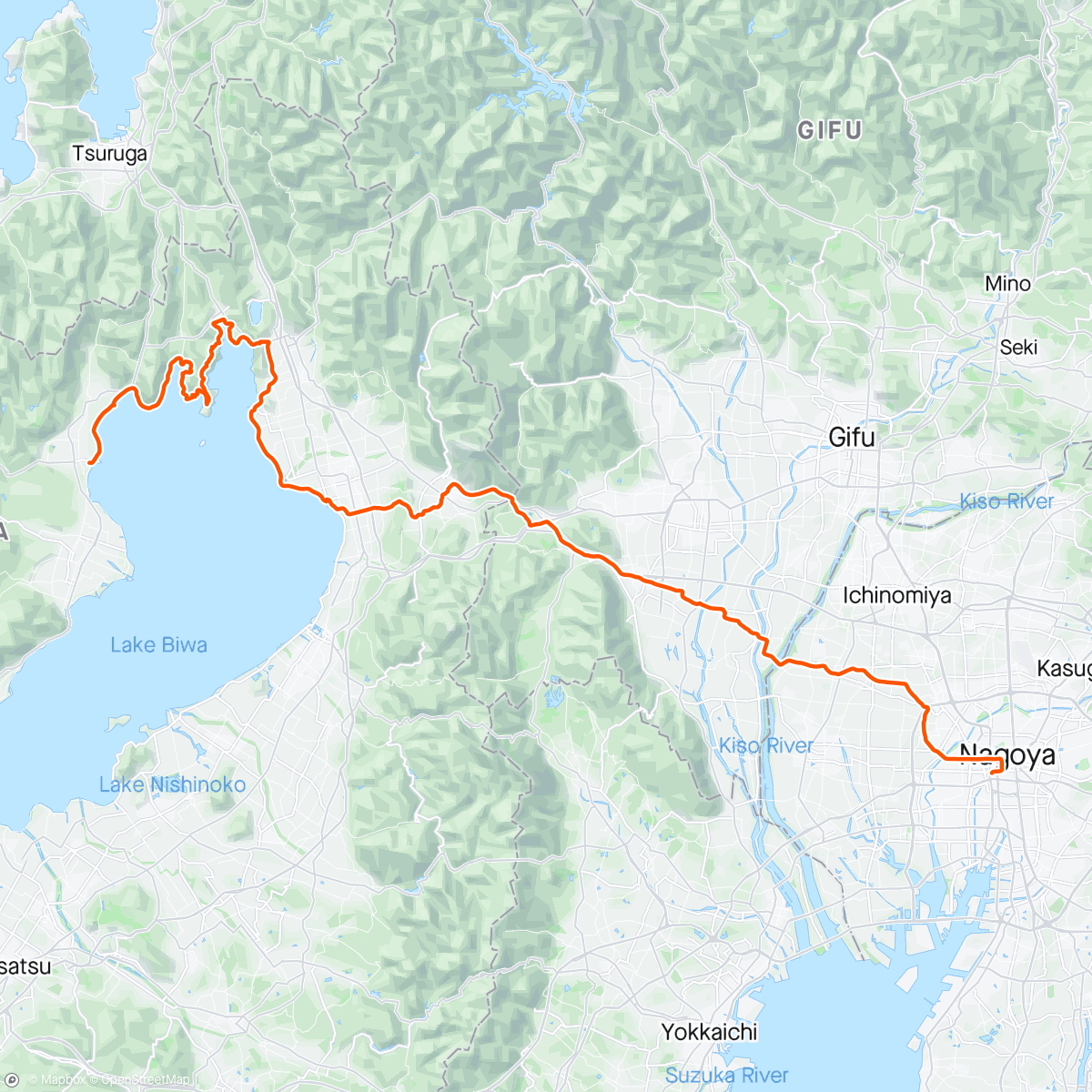 Map of the activity, Japanimals Day 4. Lake Biwa to Nagoya