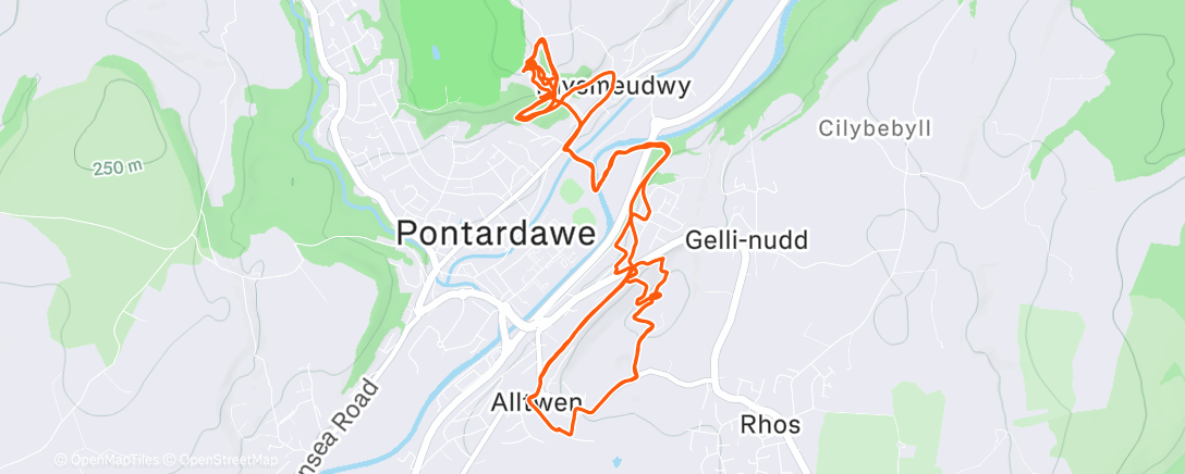 Map of the activity, Lunch Mountain Bike Ride