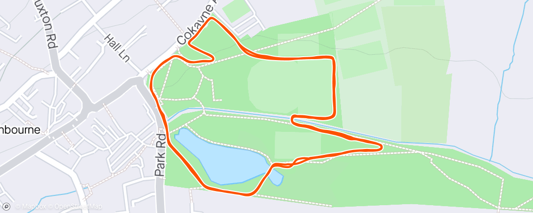 Map of the activity, Ashbourne parkrun (mostly walking due to ankle blister)