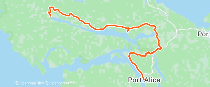 Route map of Port Alice to Quatsino Sound