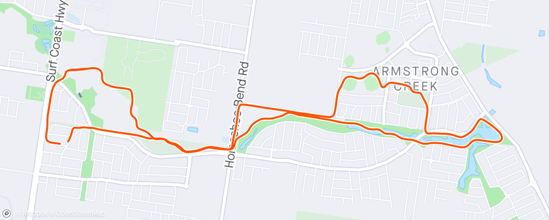 Map of the activity, Jog and hill strides