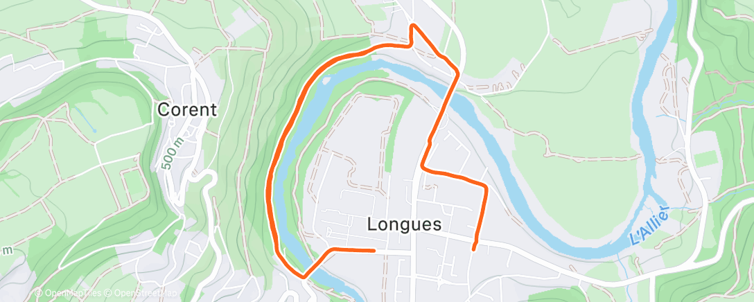 Map of the activity, Course à pied du midi