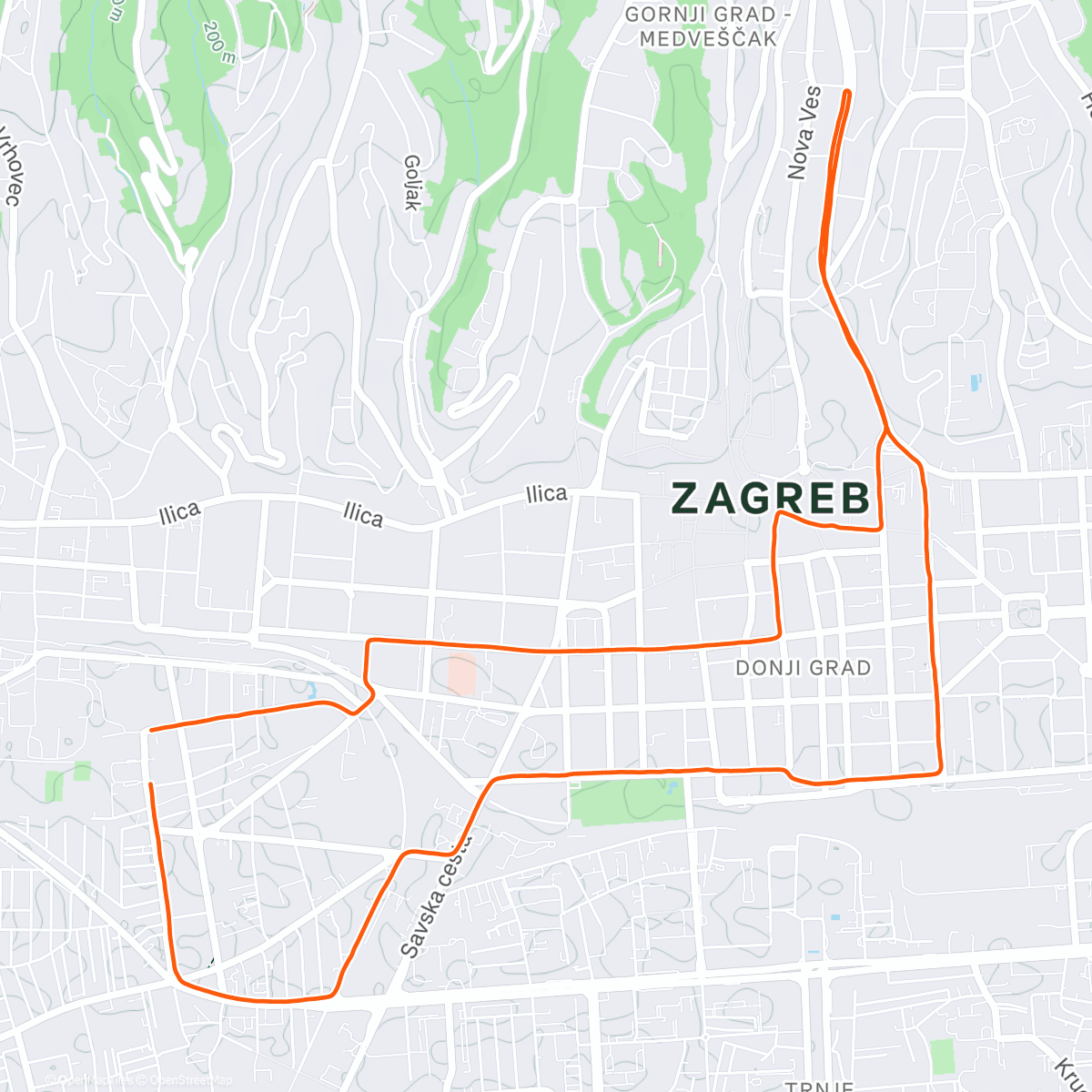 Map of the activity, Zagreb Advent Run 2025