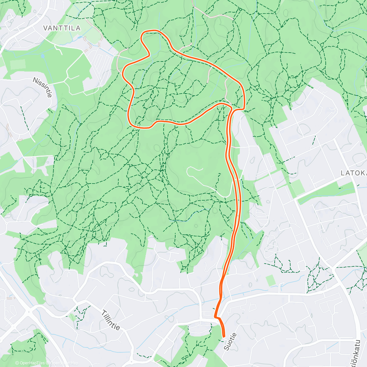 Map of the activity, Evening Run