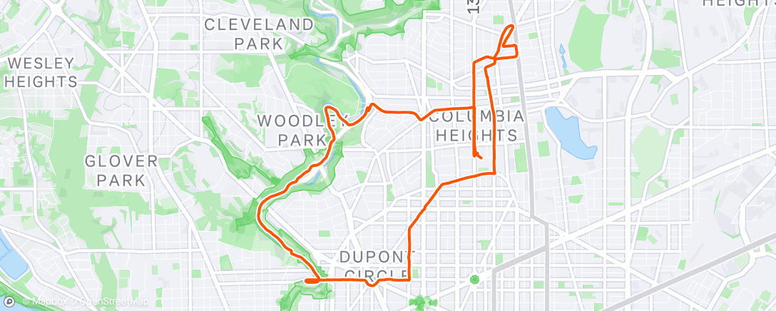 Map of the activity, late shift ride around
