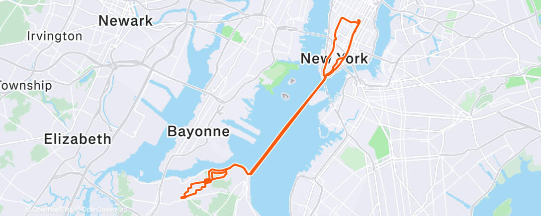 Map of the activity, New York City roundtrip