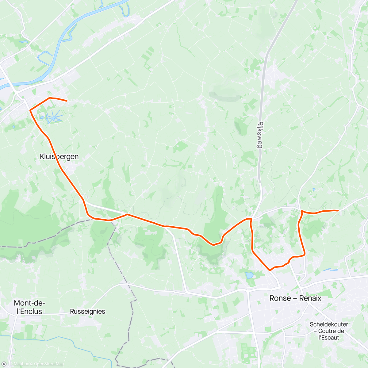Map of the activity, ROUVY - Nukerke to Oudenaarde | Flanders | Belgium