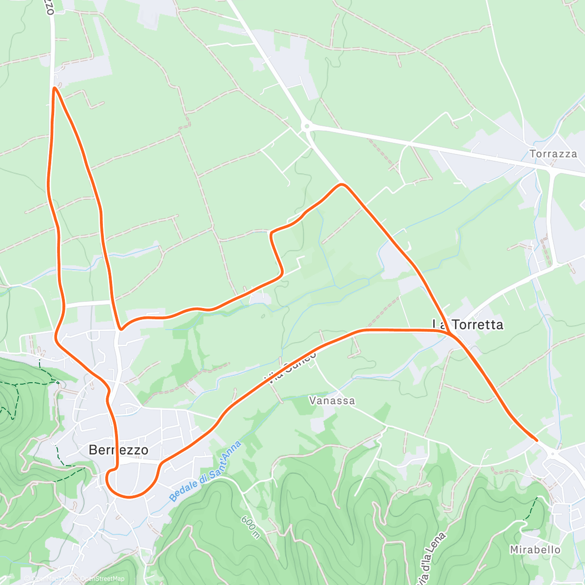 Map of the activity, Corsa pomeridiana