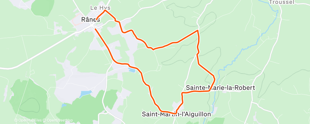 Map of the activity, Course à pied le matin