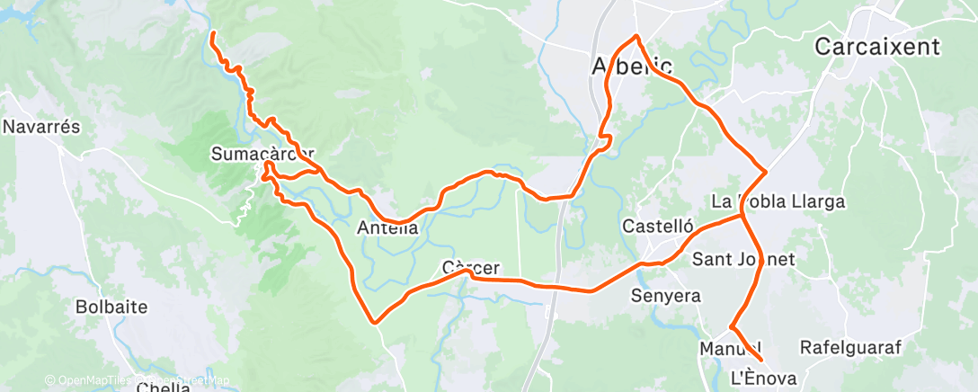 Map of the activity, Lunch Ride