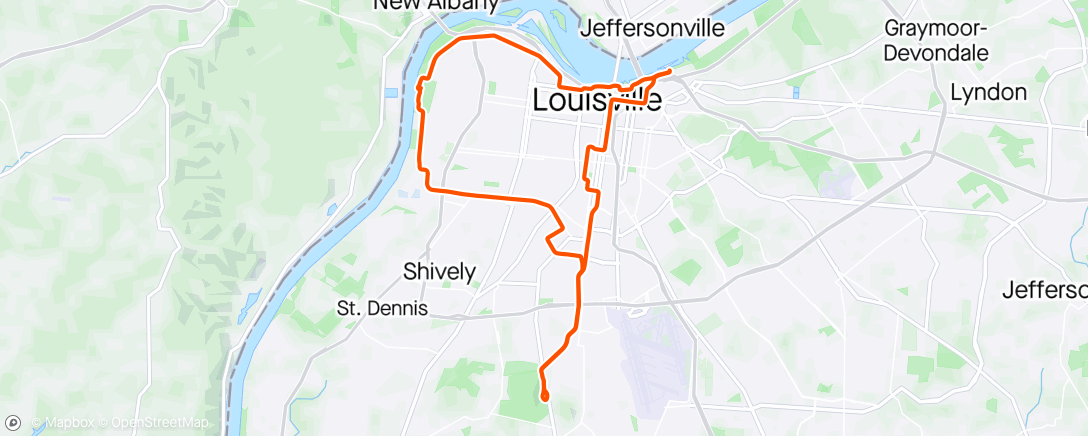 Map of the activity, Tour de Lou Training Program: 25-mile sweeper