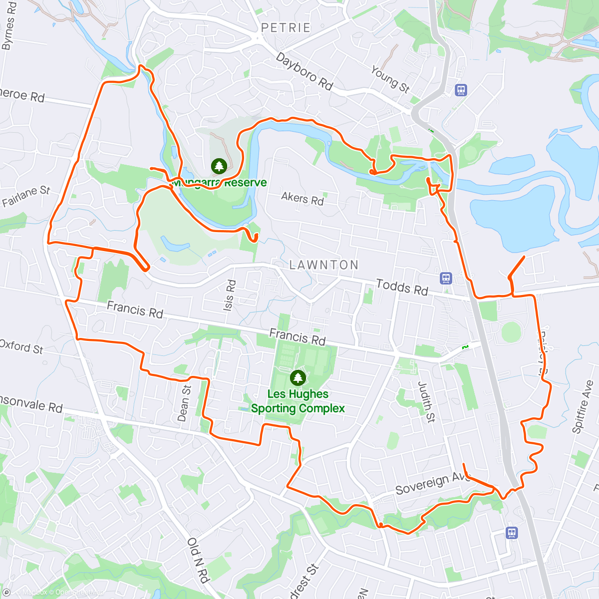 Map of the activity, Afternoon Ride to reset my body clock.