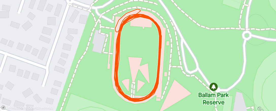 Map of the activity, 12x300 off 45secs (3:30 pace)