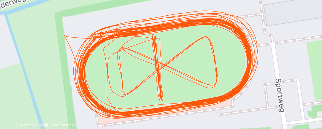 Map of the activity, 5x1600m p400m