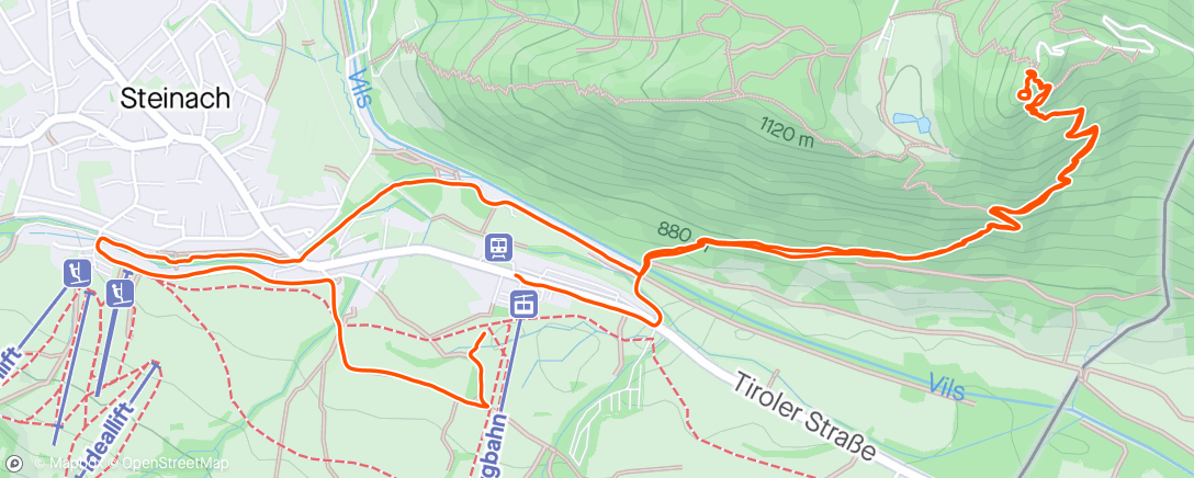 Map of the activity, 2×10' Uphill, 10' Downhill | TuEsDay
