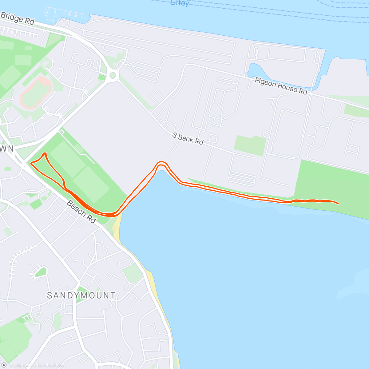 Map of the activity, Poolbeg parkrun