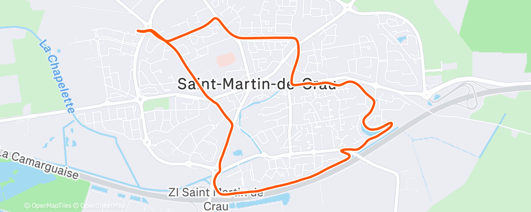 Map of the activity, Course à pied le midi