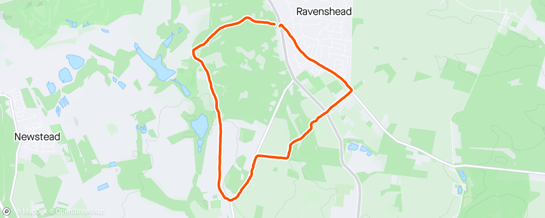 Map of the activity, Evening Trail Run with Ravenshead Runners