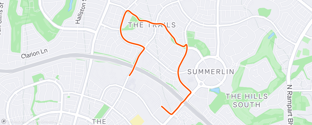 Map of the activity, Evening Run