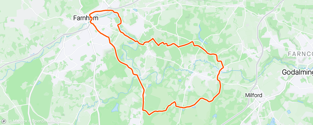 Map of the activity, Farnham roundtrip